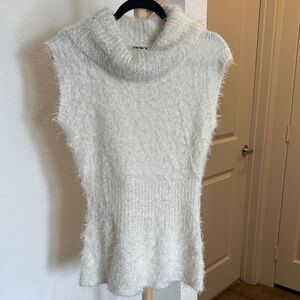 Sleeveless Cowl Neck Sweater Tunic in Cream - Women